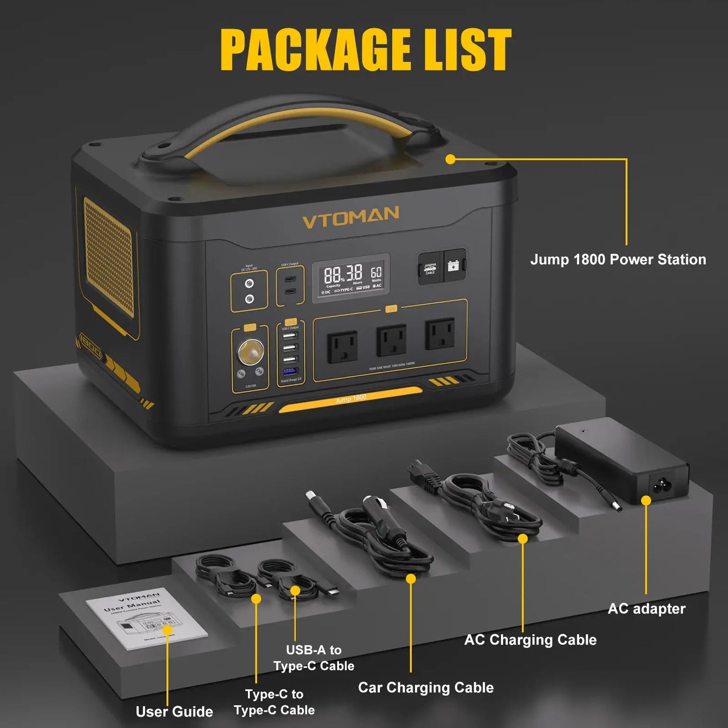 VTOMAN JUMP 2200 / JUMP 1800 Portable Power Station 828/1548Wh LiFeP04 Battery Solar Generator Solar for Home Outdoor Camping by Beastly Survival Outlet