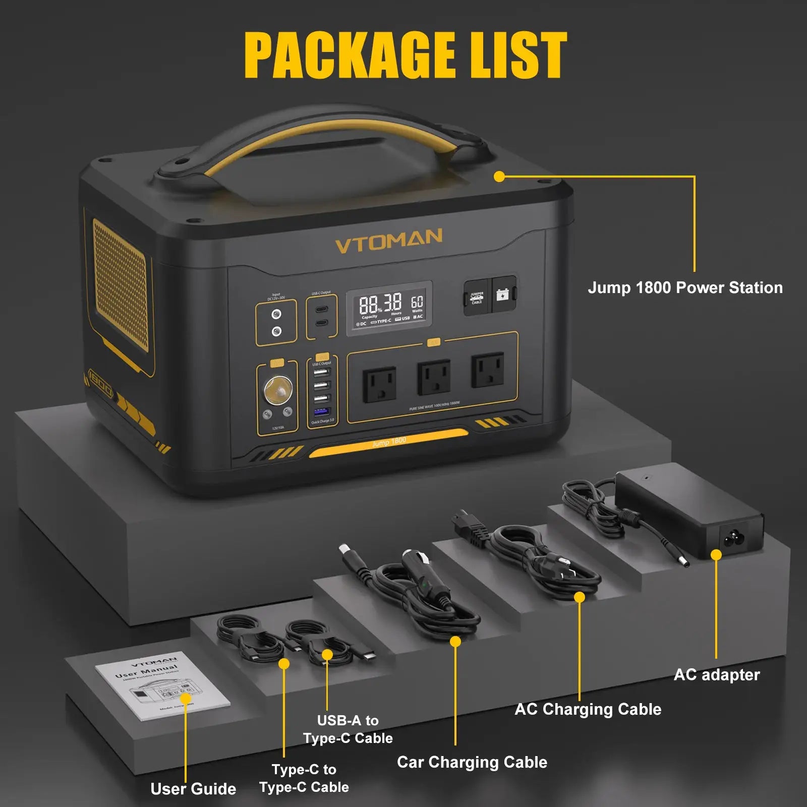 VTOMAN JUMP 2200 / JUMP 1800 Portable Power Station 828/1548Wh LiFeP04 Battery Solar Generator Solar for Home Outdoor Camping by Beastly Survival Outlet