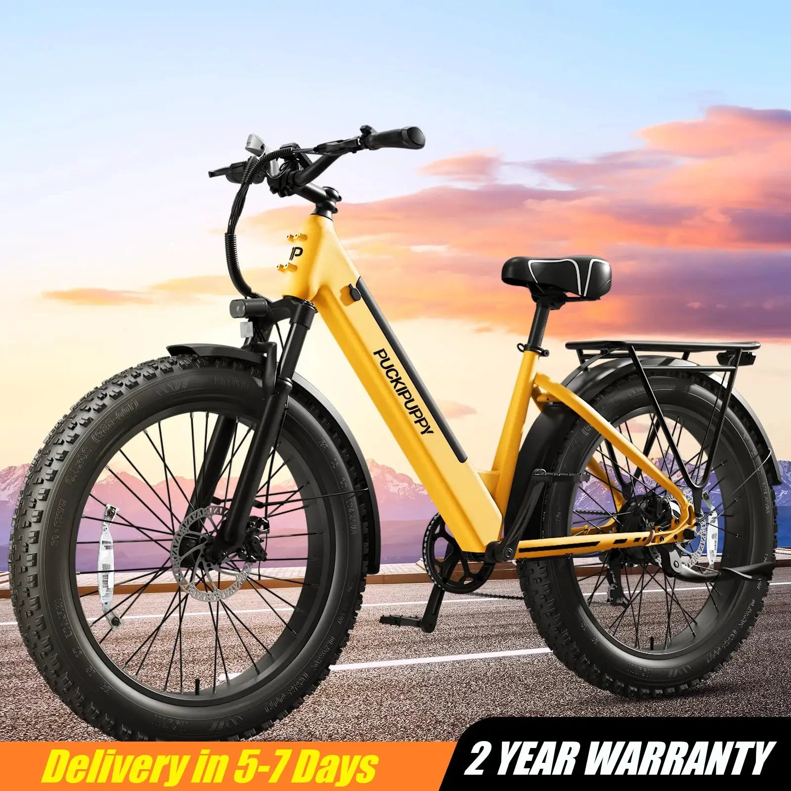 PUCKIPUPPY Samoyed Electric Bike 960W Peak 28MPH Commuter E-Bike All Terrain 26" Fat Tire Electric Bicycle with 2-Year Warranty by Beastly Survival Outlet