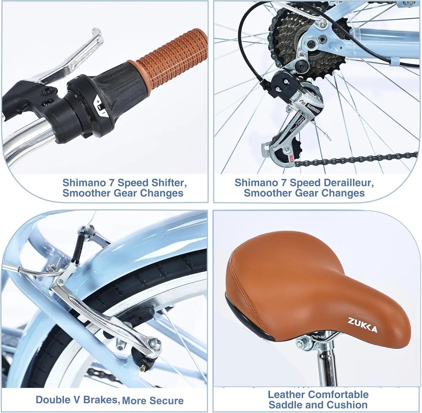 Women’s 24 26 Inch Beach Cruiser Bike 7 Speed Adjustable Seat