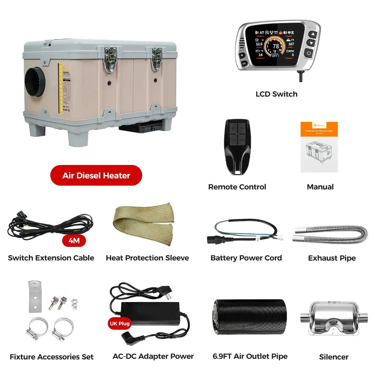 8KW 12V/220V Portable Diesel Air Heater W/ Self-Cleaning & Bluetooth APP, High Altitude Mode Car Diesel Heater for RV Truck Van by Beastly Survival Outlet