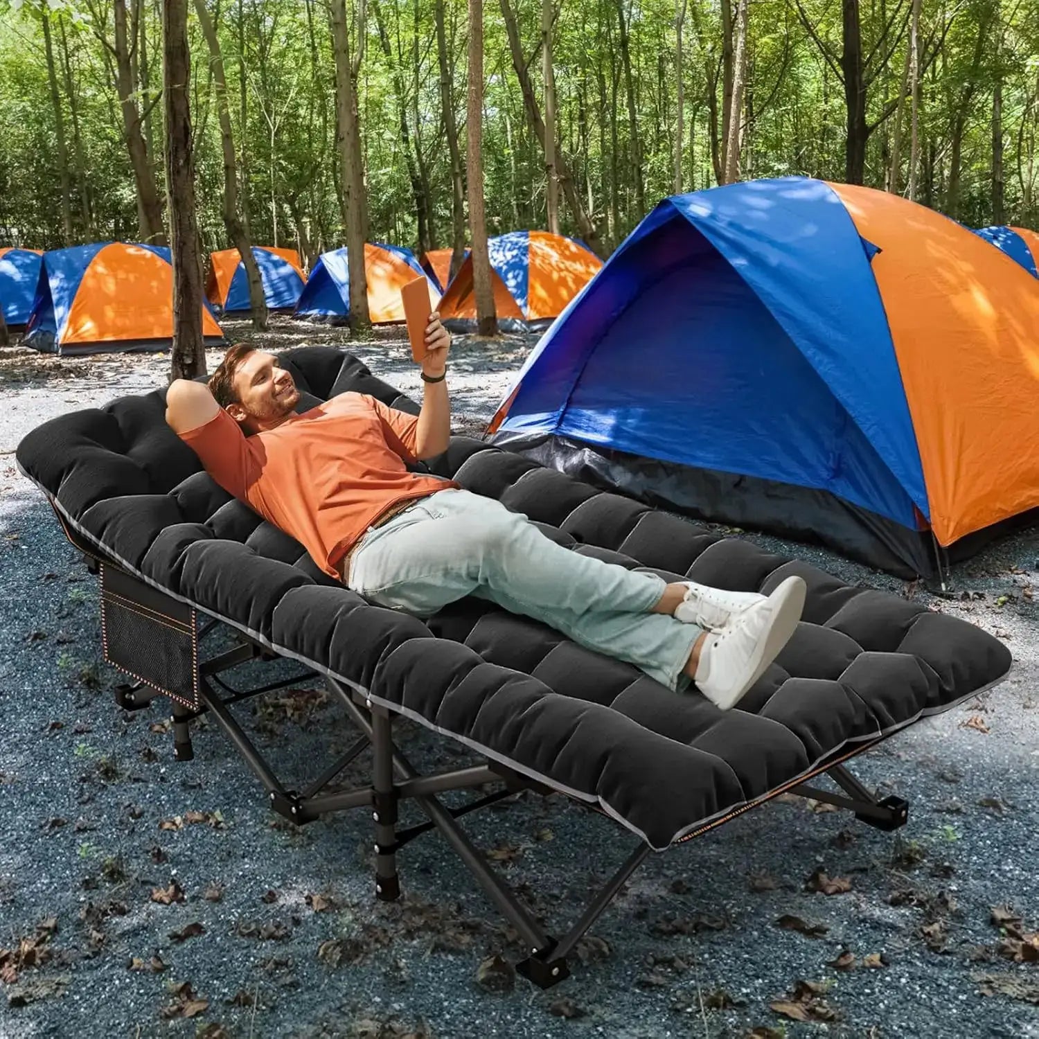 2 Pack XXL Camping Cot For Adults 900 Lbs With Mattress Pad by Beastly Survival Outlet