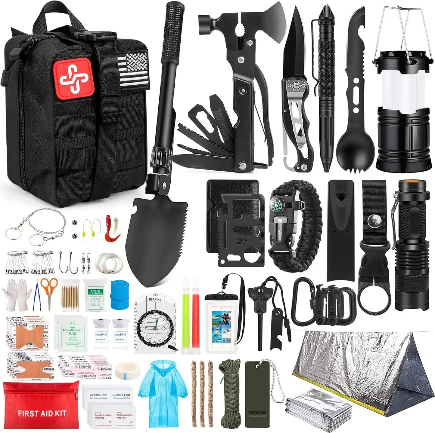 250 In 1 Survival Kit With MOLLE System Emergency Gear Tents