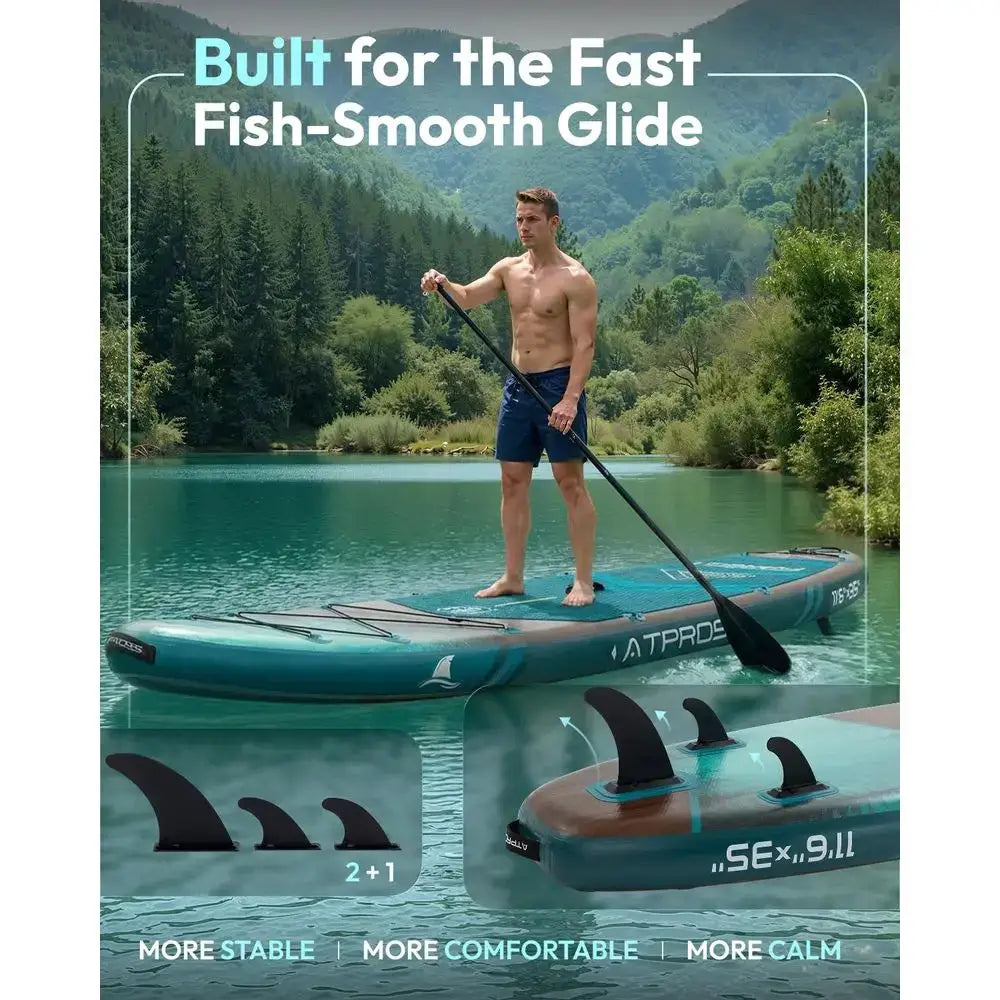 Inflatable Paddle Board, 450lbs Extra Wide Stand Up Paddleboard for Adults with Premium SUP Accessories Kit amp Backpack, Blow by Beastly Survival Outlet