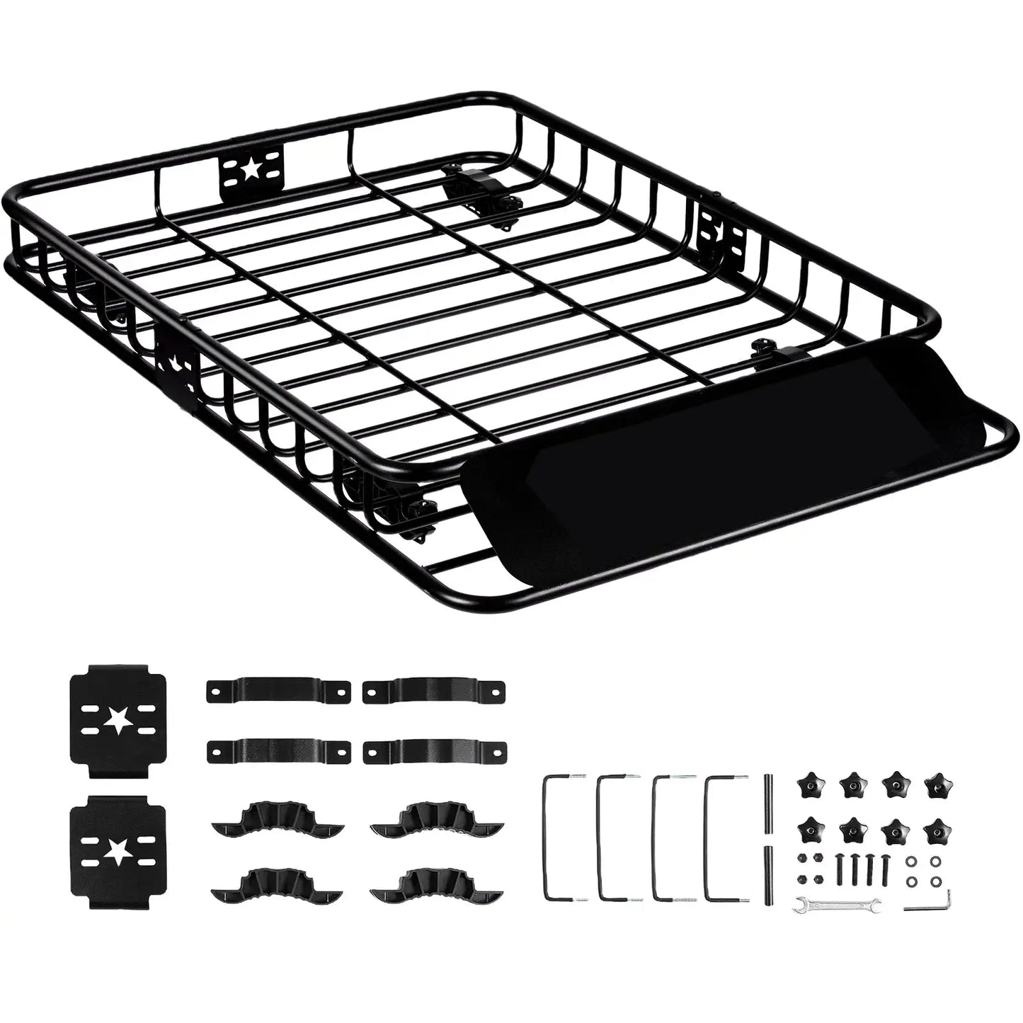 SucceBuy Roof Rack Cargo Basket 46"x36"x4.5" / 51"x36"x5" Rooftop Cargo Carrier Heavy-Duty 200LBS Capacity for SUV Truck Vehicle by Beastly Survival Outlet