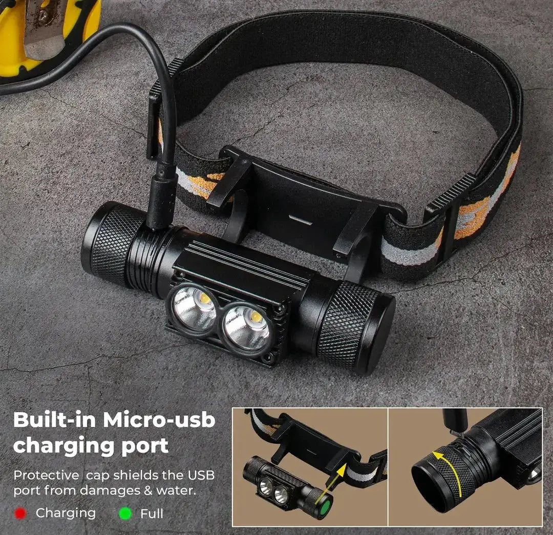 H25L USB Rechargeable 1000LM Headlamp with 18650 Battery TN3535 5000K Headlight Camping Fishing Torch by Beastly Survival Outlet