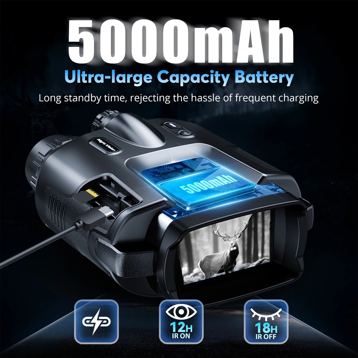 USB Rechargeable 4K Night Vision Binoculars With 8x Zoom