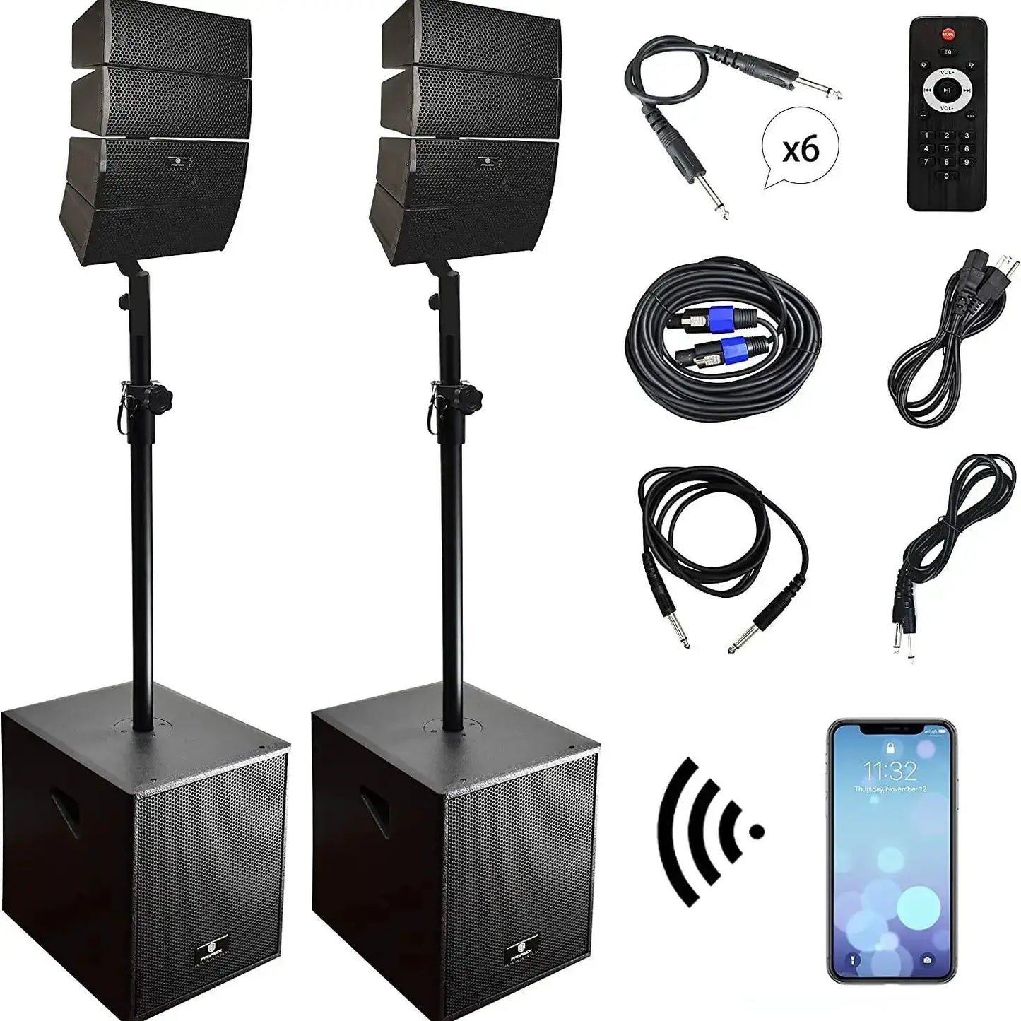 PRORECK Club 3000 12-Inch 4000w DJ Powered PA Speaker System Combo Set with Bluetooth USB Drive Read Function SD Card Remote by Beastly Survival Outlet