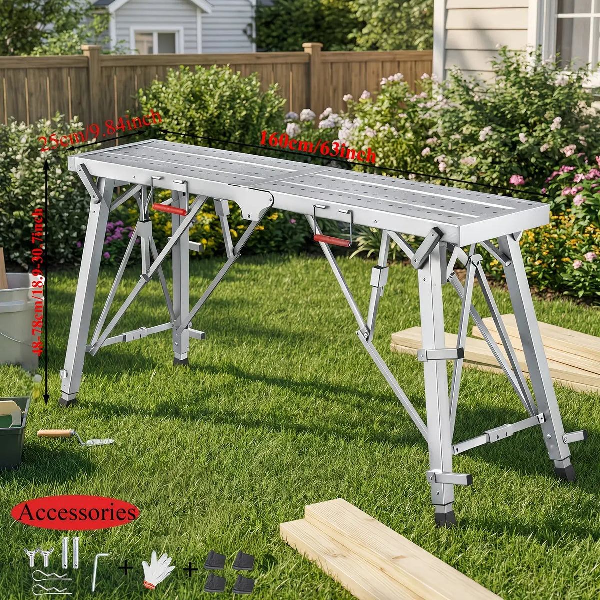 Folding Scaffolding, Portable Work Platform With 650-850 Lbs Capacity, Adjustable Height Step Ladder, Non-Slip Drywall Painting Stool For Home Improvement, Car Washing, Free Gloves Included. by Beastly Survival Outlet Folding Scaffolding, Portable Work Platform With 650-850 Lbs Capacity, Adjustable Height Step Ladder, Non-Slip Drywall Painting Stool For Home Improvement, Car Washing, Free Gloves Included. Beastly Survival Outlet