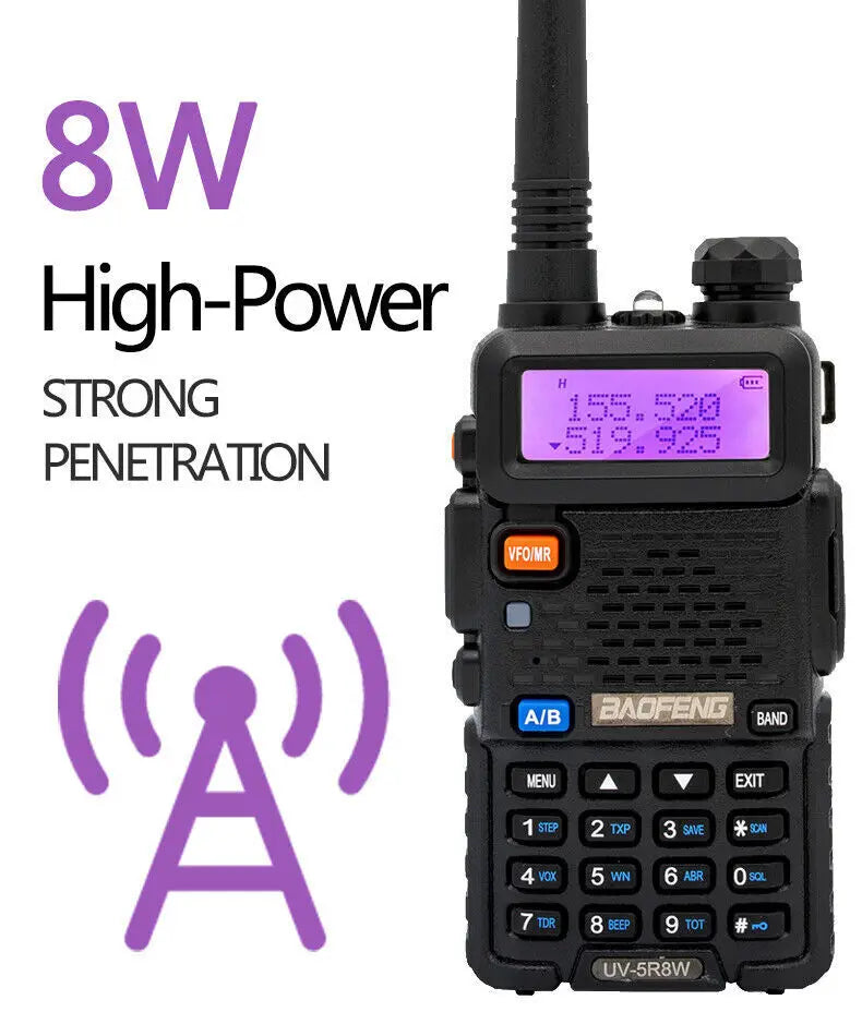 Baofeng UV5R 8W Dual Band Walkie Talkie 1800mAh Ham Radio