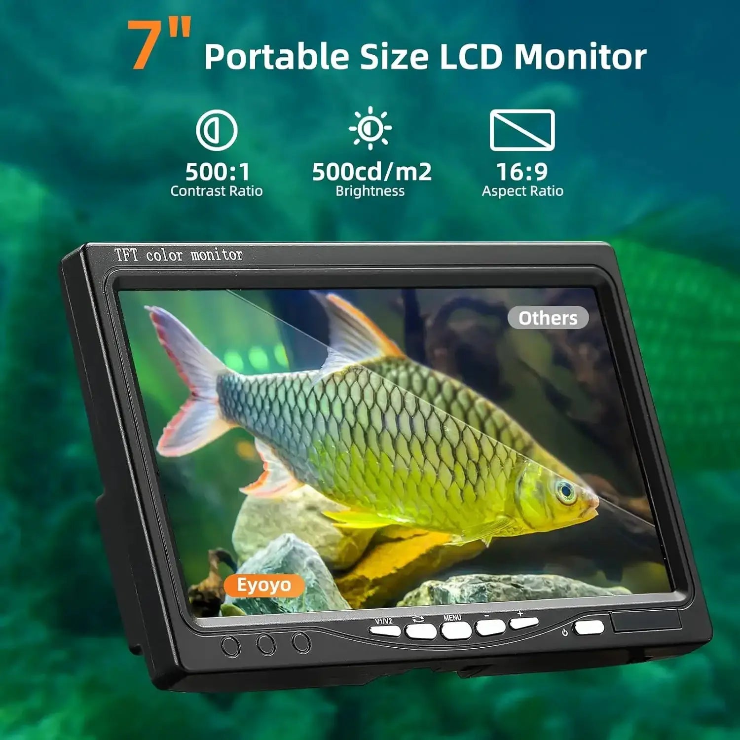 Eyoyo Underwater Fishing Camera 7'' LCD Monitor Fish Finder Waterproof 1000TVL12pcs Infrared Lights for Lake, Boat, Ice Fishing by Beastly Survival Outlet