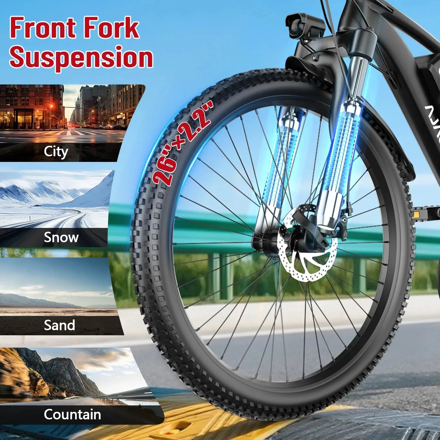 26 Inch Electric Bike for Adults 1000W Peak Motor 25MPH ProX by Beastly Survival Outlet