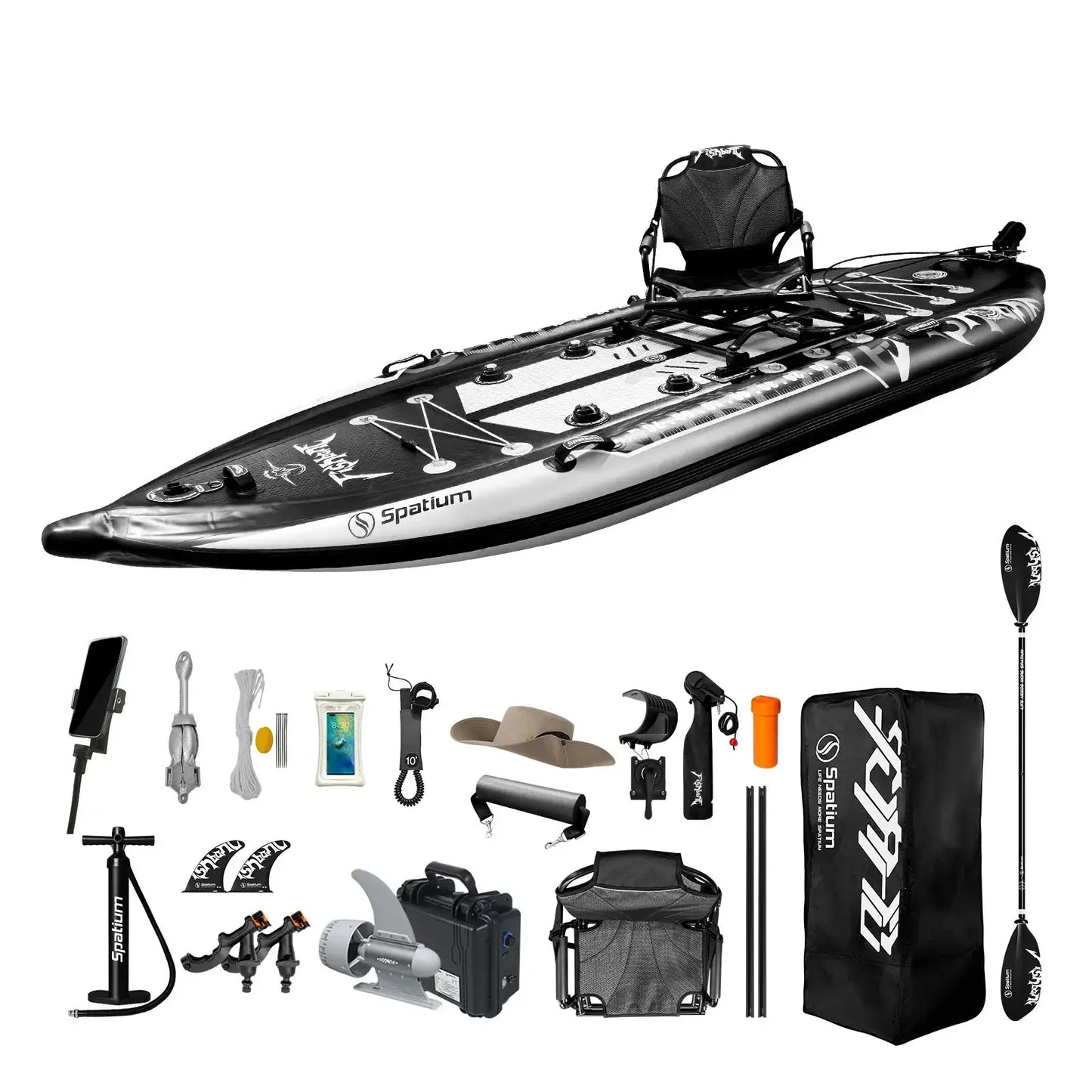 Inflatable Fishing Paddle Board Triple Chamber Stand Up Paddle Board 11'*48"*6",Fishing Kayak with Motor and Premium Accessories by Beastly Survival Outlet