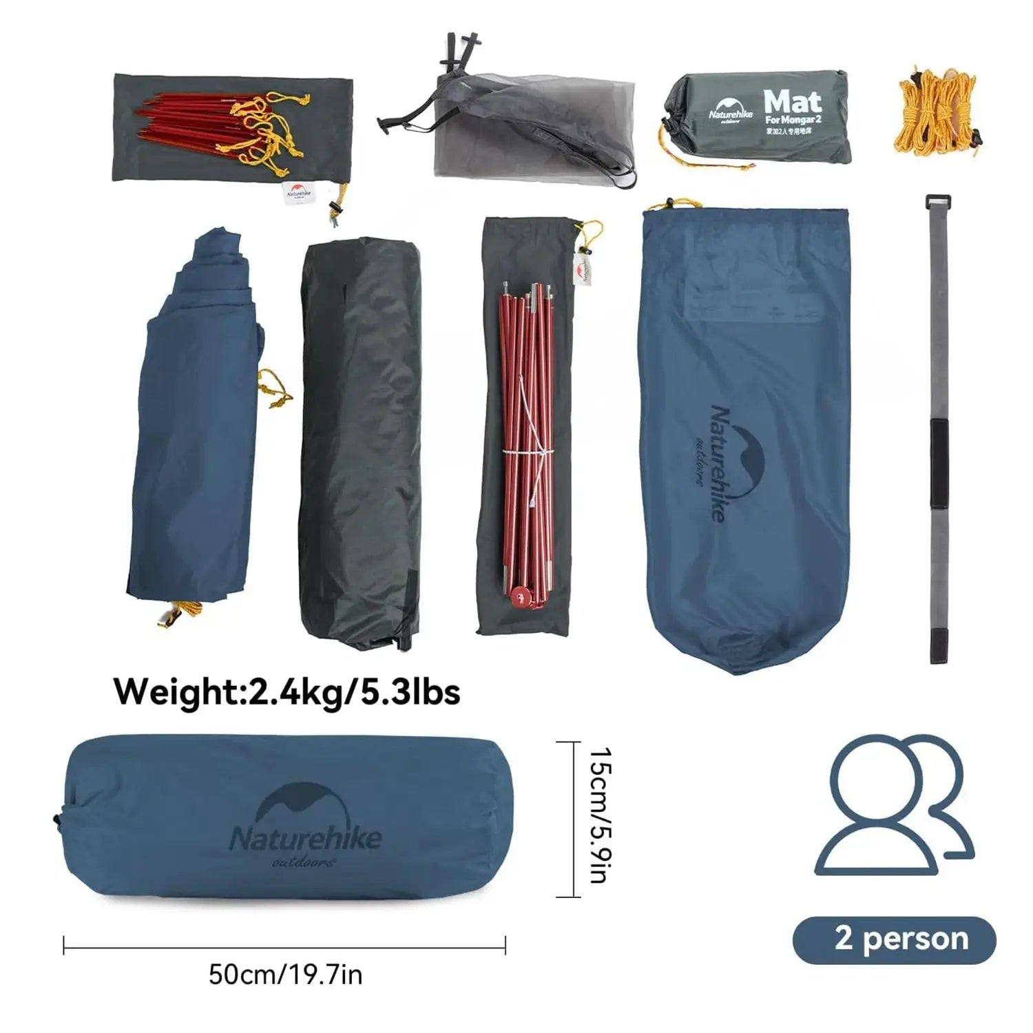 Naturehike Mongar Ultralight Tent 2 Person Waterproof PU3000mm Camping Tent Double Layer Outdoor Travel Hiking Tent by Beastly Survival Outlet