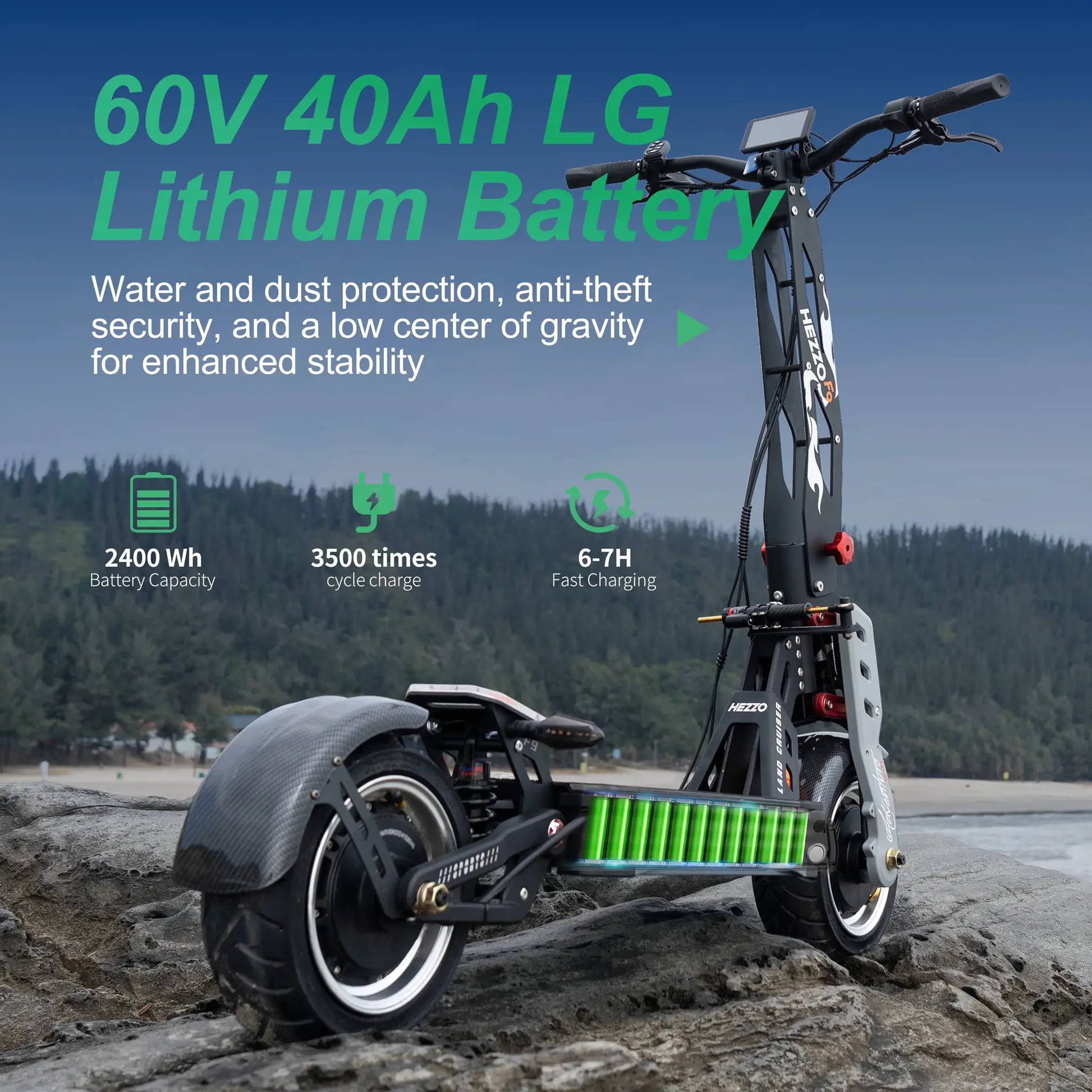 HEZZO F9 Folding Electric Scooter 12Inch Aluminum Alloy E-Scooter 60V 8000W Dual Motors 53Mph Powerful Escooter 40Ah 63Miles Long Range Hydraulic Oil Brakes Waterproof Offroad Scooter by Beastly Survival Outlet