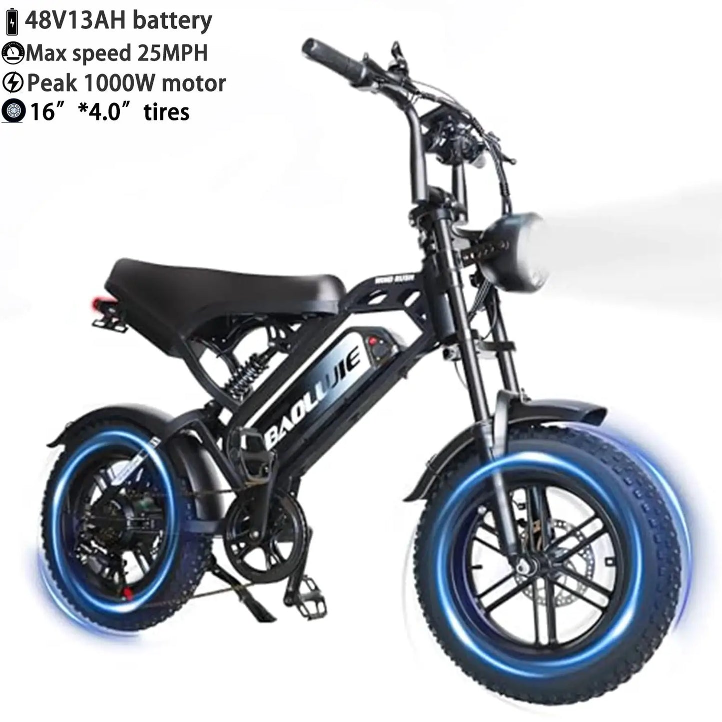 Baolujie Peak Dual Motor Electric Bike 3000W 5000W 48V 38MPH by Beastly Survival Outlet