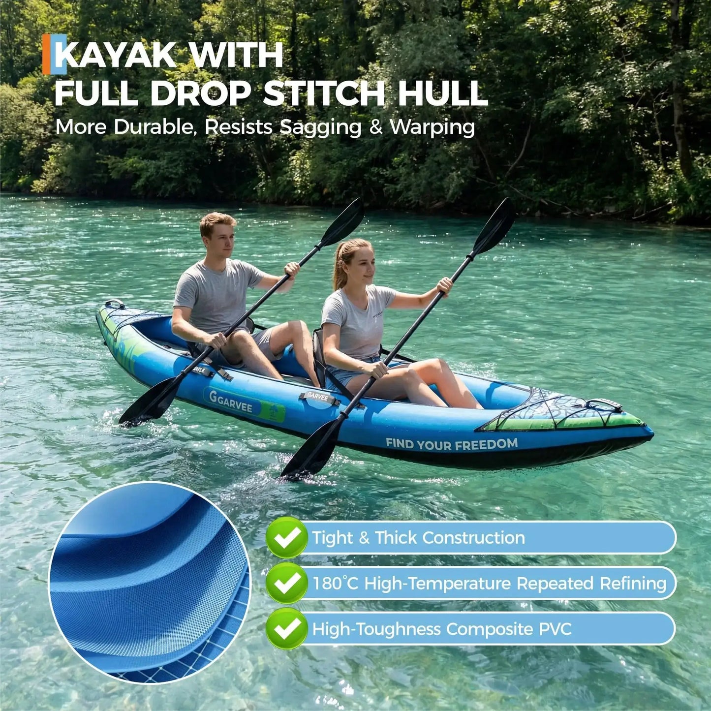 Two Person Inflatable Kayak For Fishing Padded Seats Pro Pack by Beastly Survival Outlet