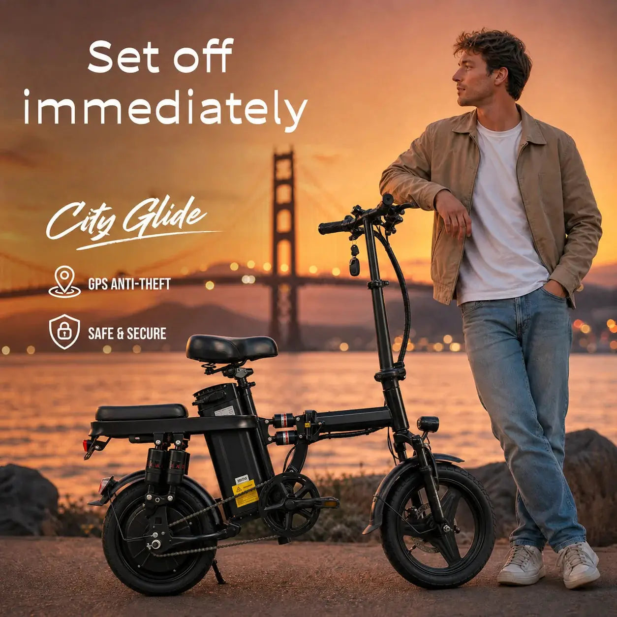Foldable electric bicycle for adults, equipped with 14-inch tires, featuring 8 shock absorbers, a 500W motor power, a 48V 15Ah c by Beastly Survival Outlet