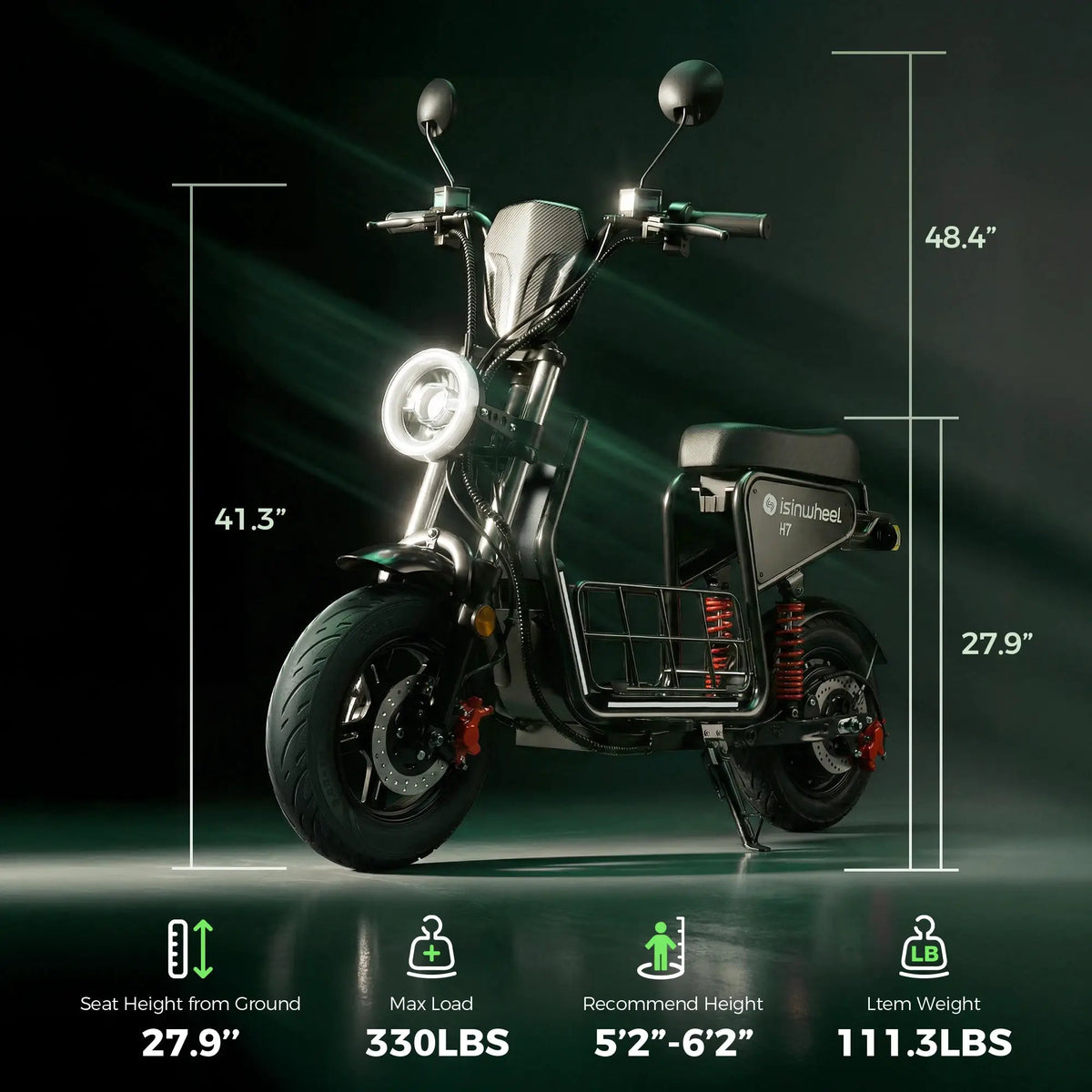 isinwheel H7 Electric Scooter for Adults, 16" Fat Tire, 1500W Motor, 48V 15.6Ah Battery, 37–43 Miles Range, Up to 35 MPH, Dual Suspension & Hydraulic Disc Brakes, Black by Beastly Survival Outlet isinwheel H7 Electric Scooter for Adults, 16" Fat Tire, 1500W Motor, 48V 15.6Ah Battery, 37–43 Miles Range, Up to 35 MPH, Dual Suspension & Hydraulic Disc Brakes, Black Beastly Survival Outlet