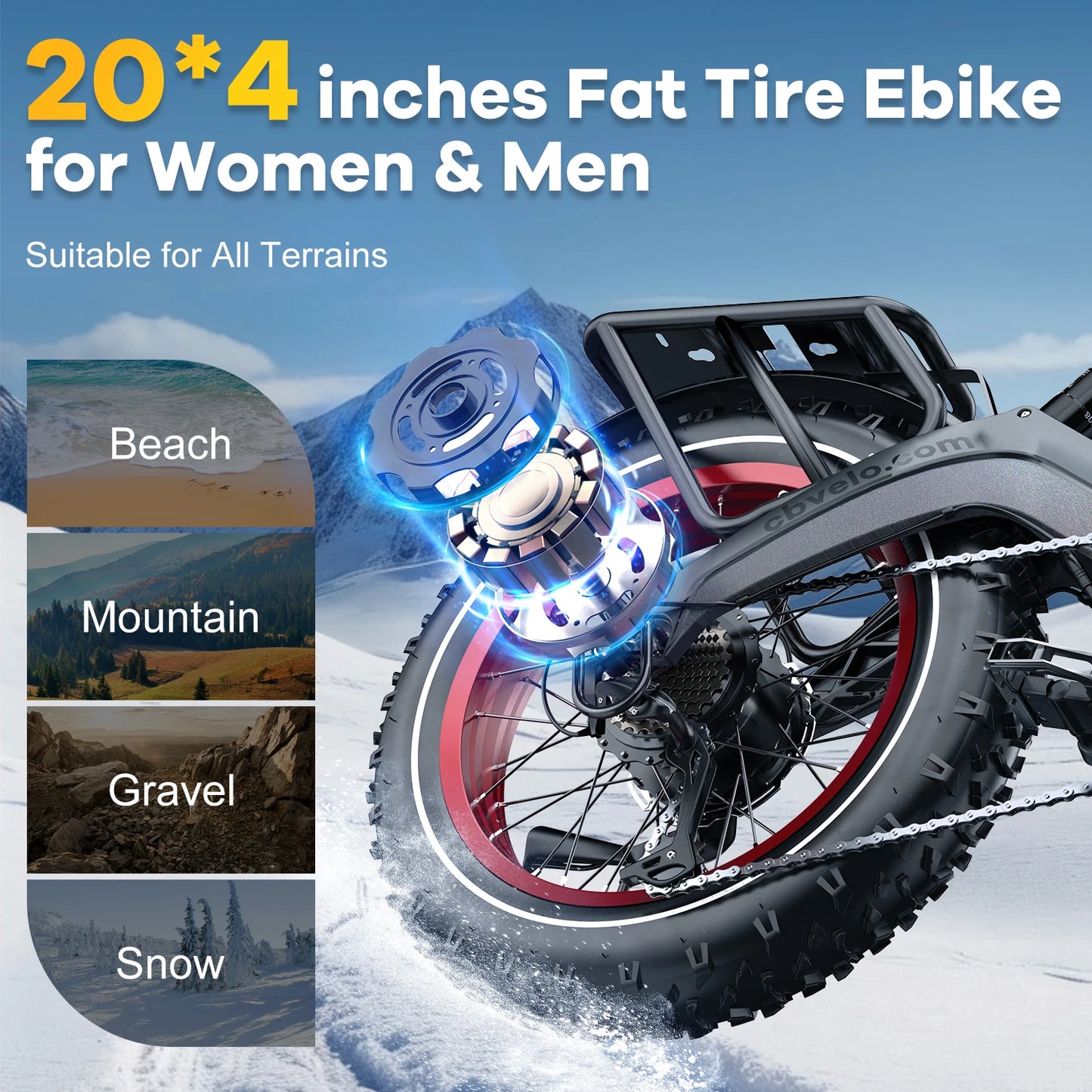 1000W Peak Folding Electric Bikes 35MPH 100 Mile 48V Battery