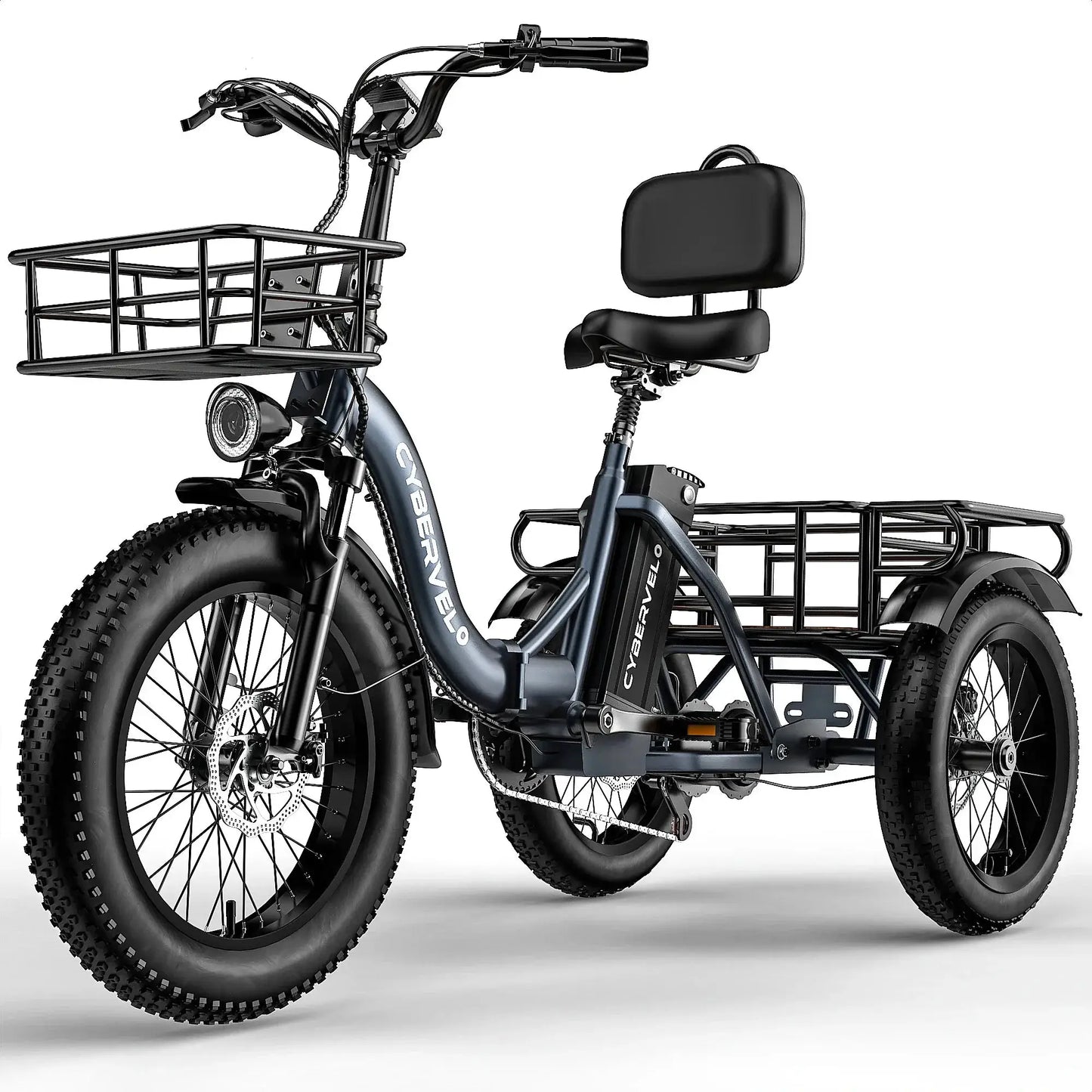 1000W Peak Three-Wheels Step-Thru Folding Ebike, 48V 20.8AH Removable Battery, 7-Speed Urban City Commuter Electric Tricycle for Adults Cybervelo C16 by Beastly Survival Outlet