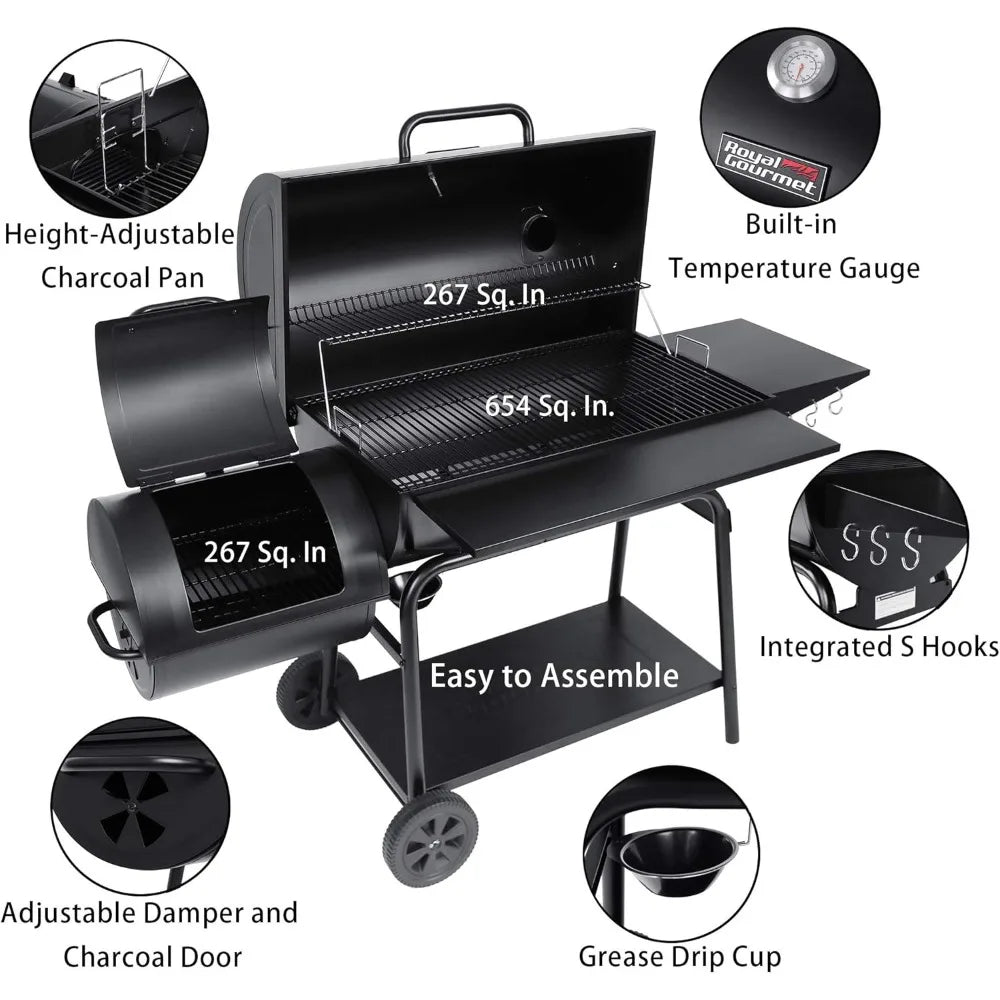 Royal Gourmet CC2036F Charcoal Grill And Offset Smoker