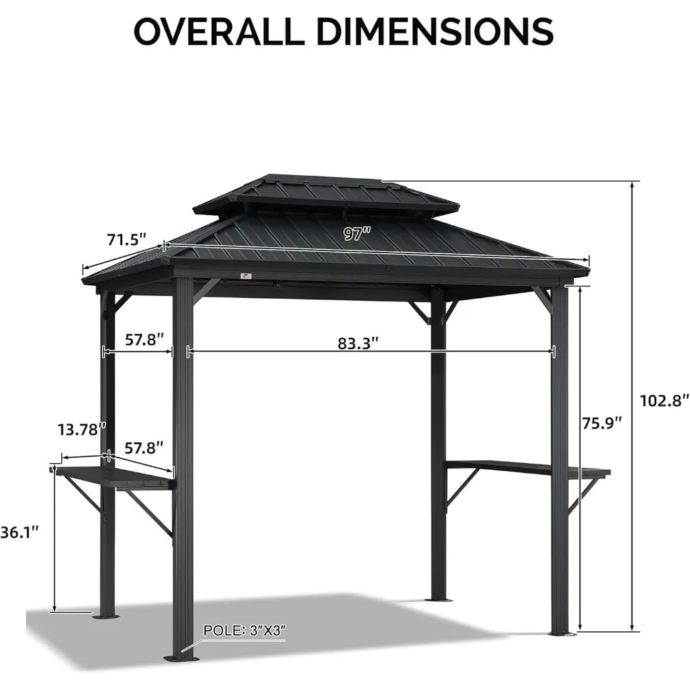 Six By Eight Foot Hardtop Grill Gazebo For Patio Shelter Pro