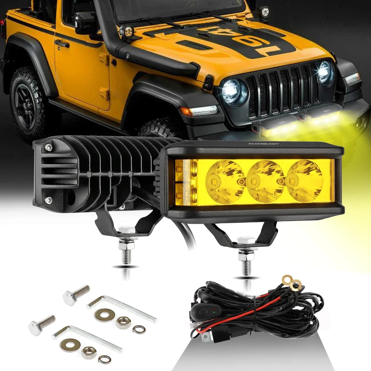AUXBEAM 5 Inch 60W LED Driving Fog Lights for Jeep Truck SUV