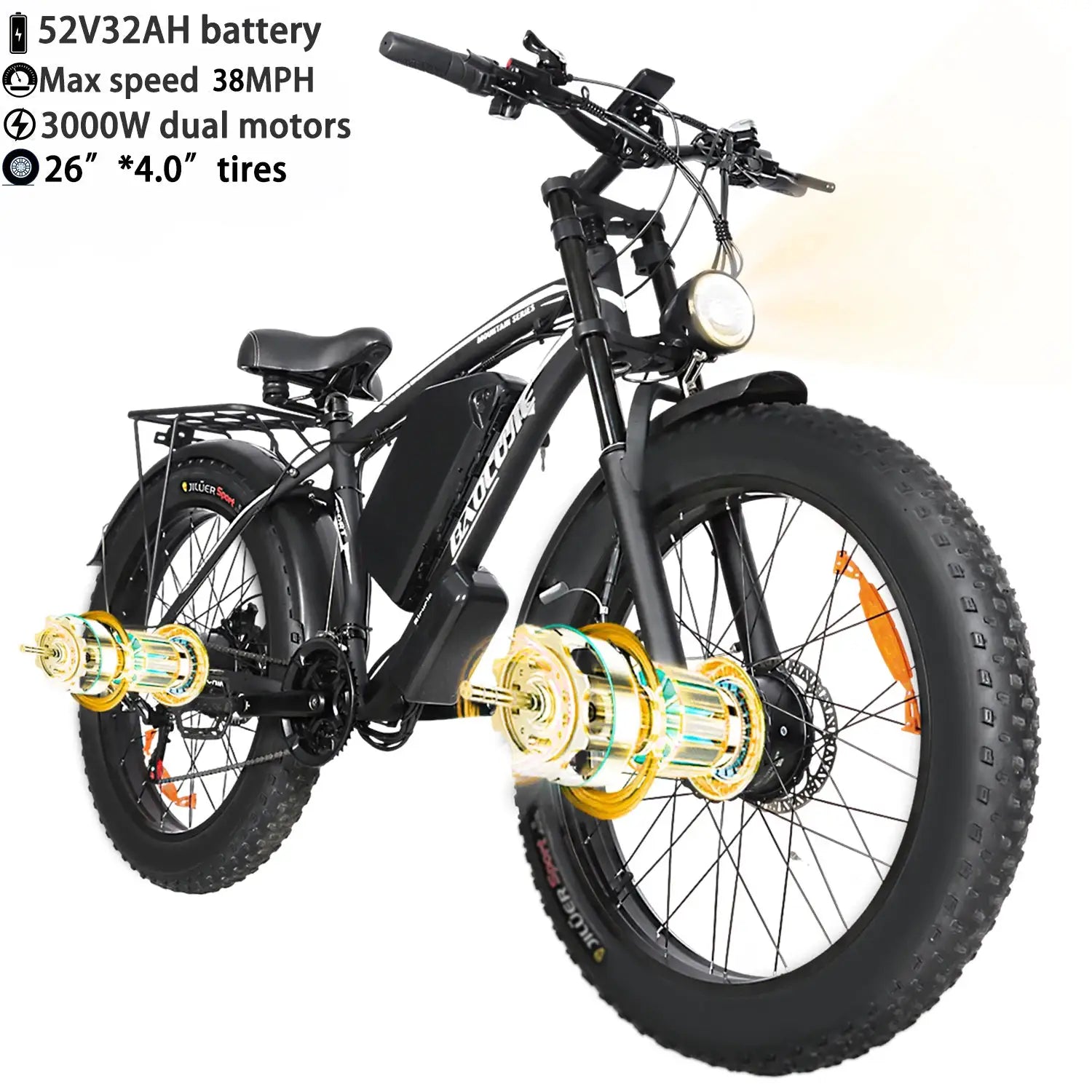 Baolujie Peak Dual Motor Electric Bike 3000W 5000W 48V 38MPH by Beastly Survival Outlet