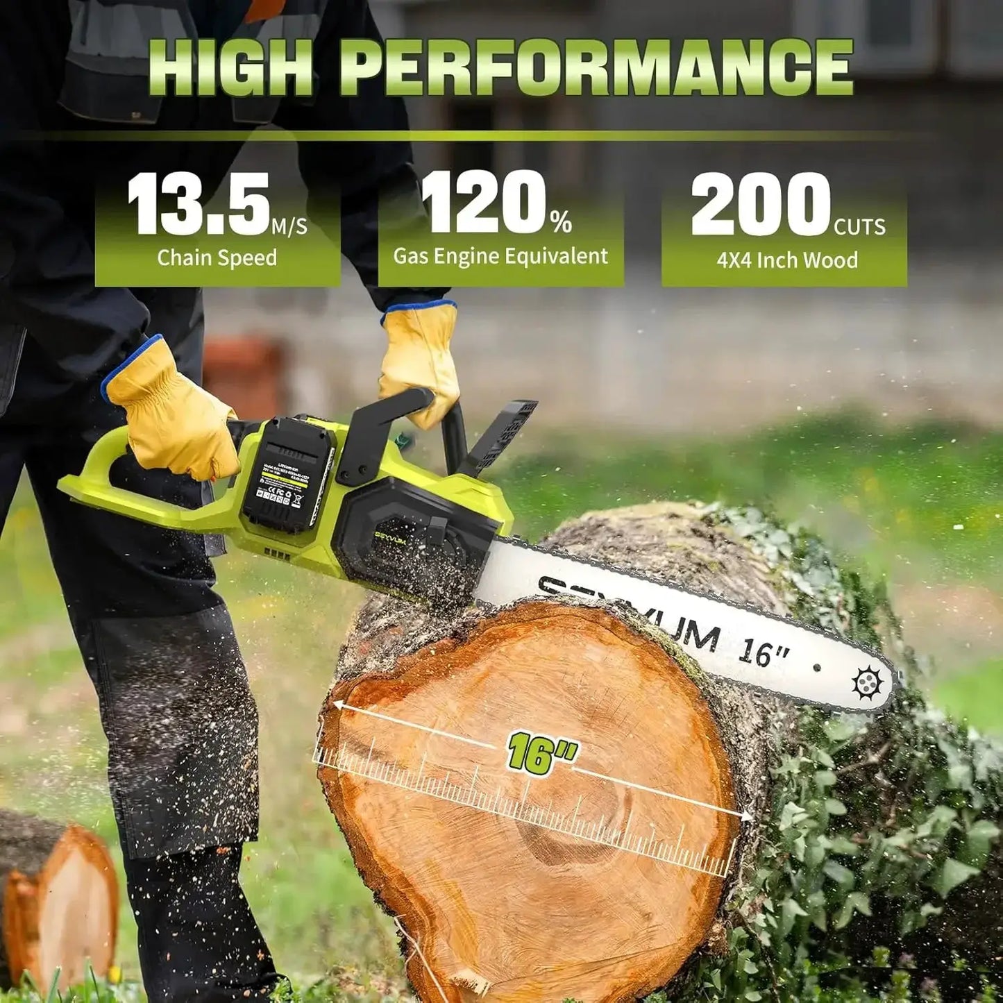 Cordless 40V 16 Inch Chainsaw with 2 x 4.0Ah Batteries, Electric Chain Saw with Tool-free Chain Tension, Auto Oiling, Heavy-Duty by Beastly Survival Outlet