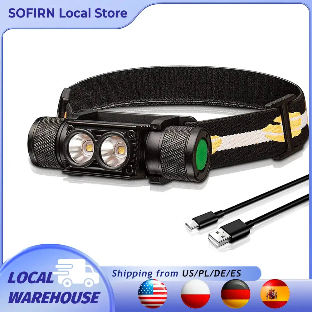 H25L USB Rechargeable 1000LM Headlamp with 18650 Battery TN3535 5000K Headlight Camping Fishing Torch by Beastly Survival Outlet