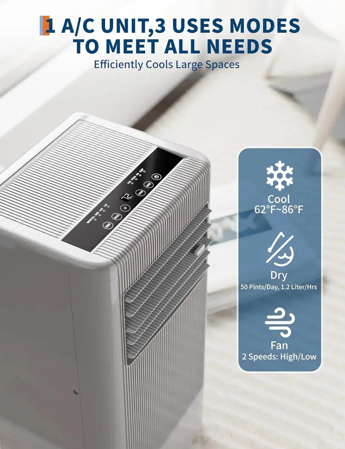 8,000 BTU Portable Stand Air Conditioner Cool/Dry/Fan Modes Fast Cooling Up to 350 Sq. Ft Drainage-free Cooling Quiet Sleep Mode by Beastly Survival Outlet
