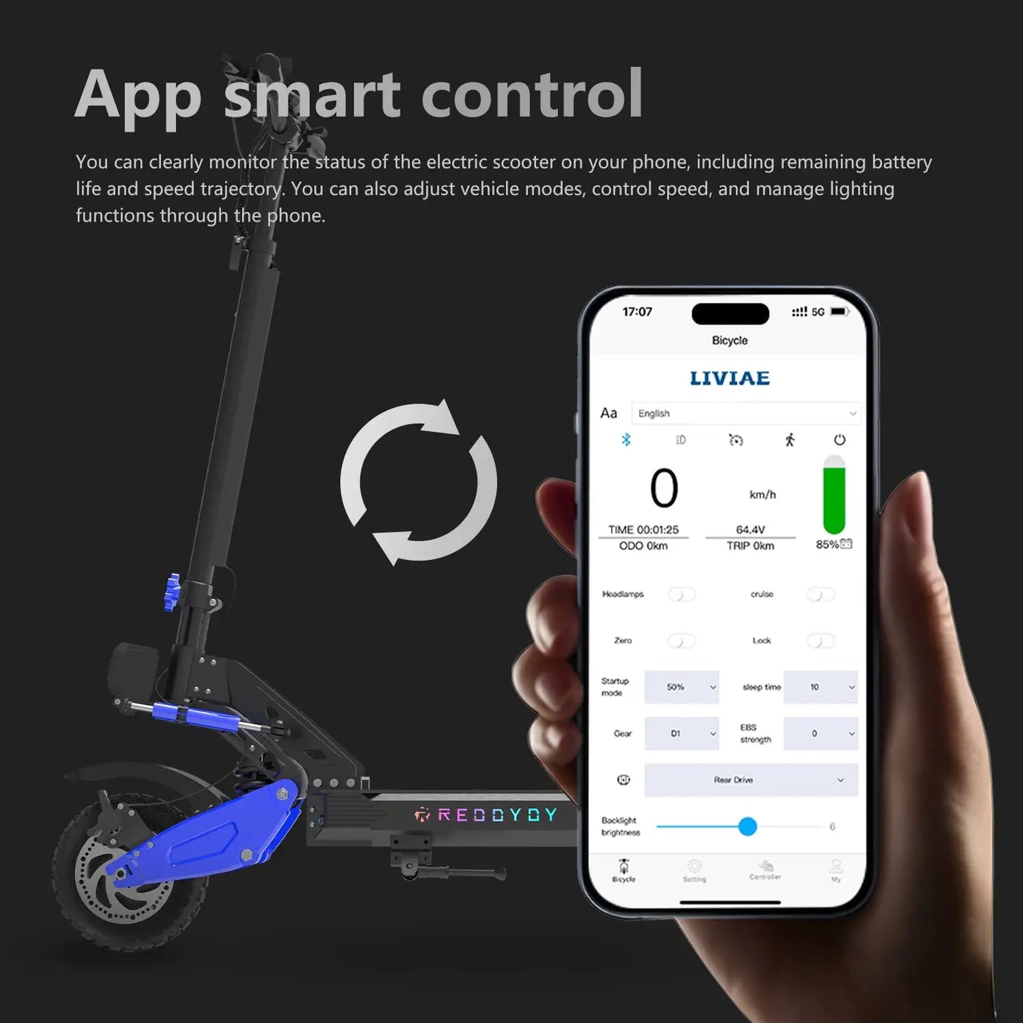 REDDYDY RD2 PRO Adults Electric Scooter 5000W Peak 50MPH Max Speed 60V25Ah Battery 55Miles Max Range 3 Riding Modes with APP Control NFC Unlocking 10.5" Off-Road Tires Dual Hydraulic Disc Brakes Dual Suspension E-Scooter RD2 by Beastly Survival Outlet