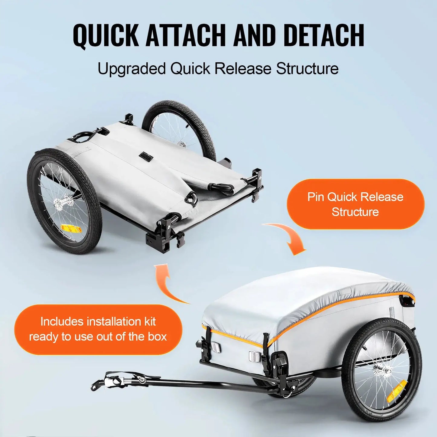 SucceBuy 100lbs Bike Cargo Trailer Foldable Bicycle Wagon Cart with Waterproof Cover & Safe Reflectors Fits 22"-28" Bike Wheel by Beastly Survival Outlet
