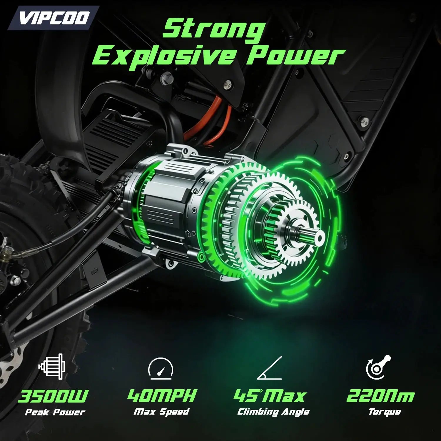 Electric Dirt Bike VIPCOO 3500W 48V23AH Electric Motorcycle Fat Tire Nitrogen Suspension E Dirt Bike for Teens and Adults by Beastly Survival Outlet