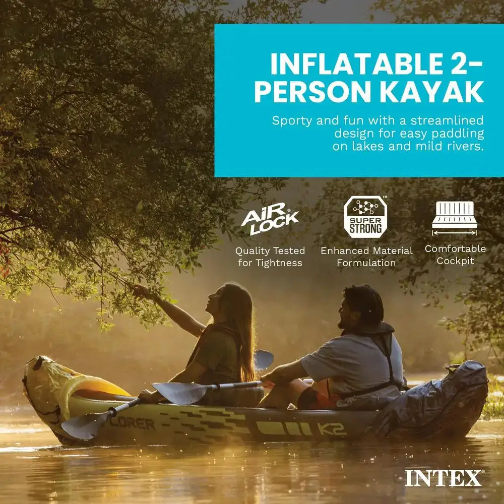 68307EP K2 Inflatable Kayak Set Deluxe 86in Kayak Paddles And HighOutput Pump Adjustable Seats With Backrest Removable Custom by Beastly Survival Outlet