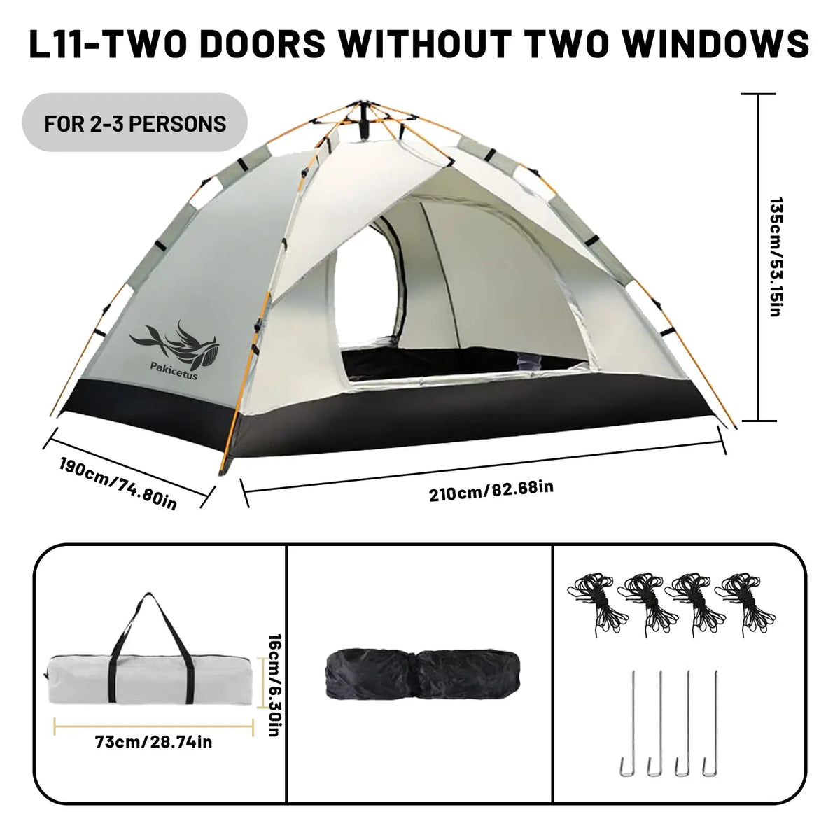 PAKICETUS 2-4 Person Automatic Pop Up Camping Tent, Instant Quick Setup Portable Windproof Tent, Lightweight Backpacking Shelter for Outdoor Travel Hiking Picnic by Beastly Survival Outlet