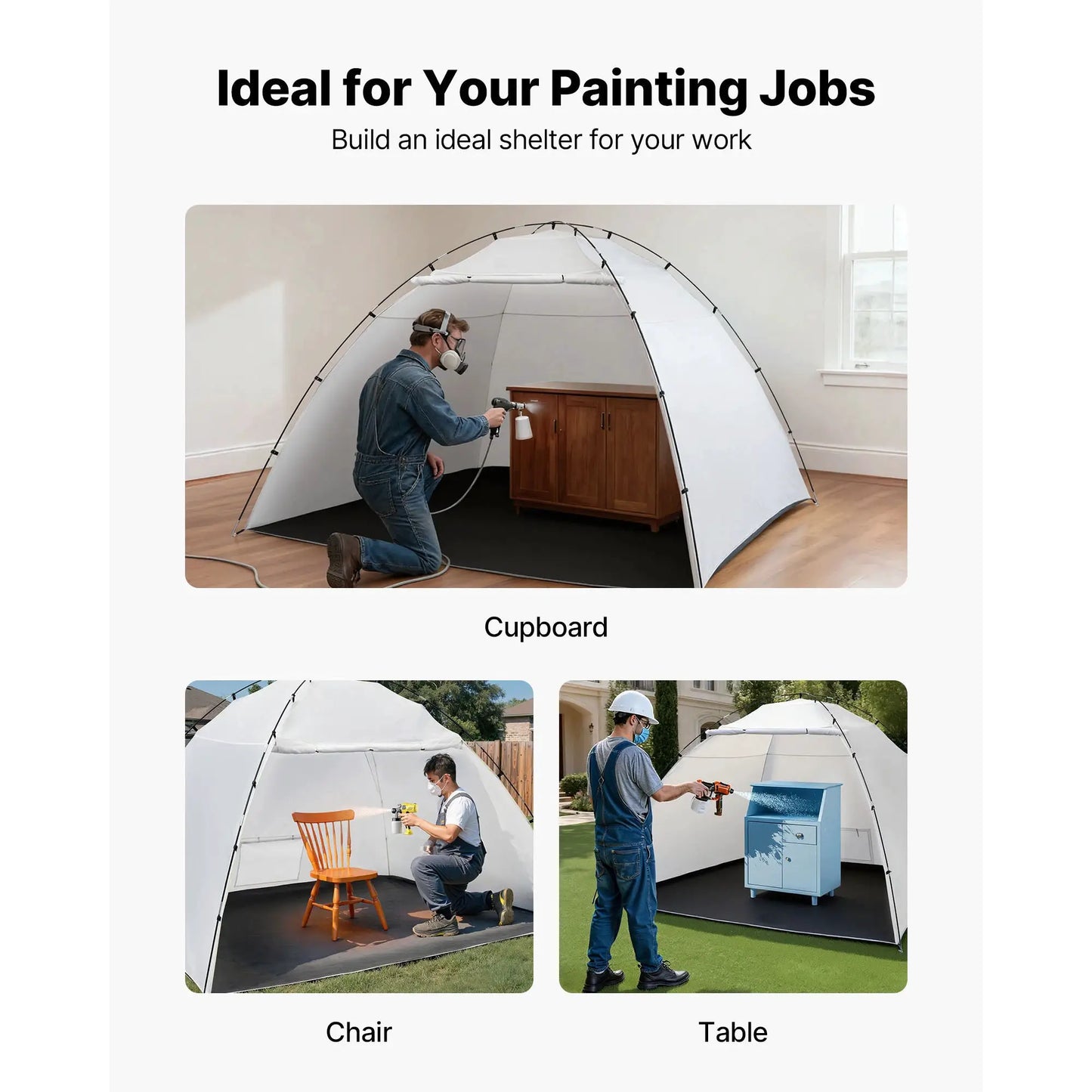 SucceBuy Portable Paint Booth Tent Painting Tent Station Spray Shelter w Built-in Floor Large Space Oxford Spray Painting Tents by Beastly Survival Outlet