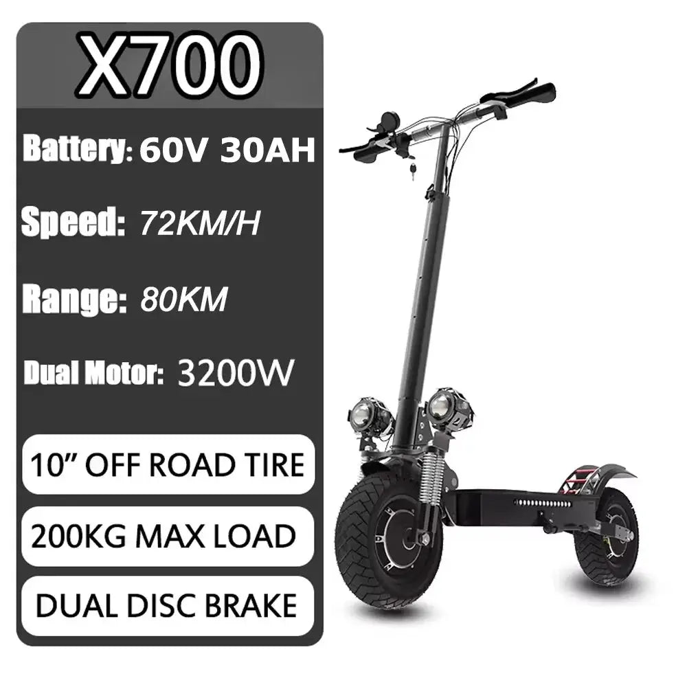 Electric Scooter 60V 3200W Powerful Dual Motor Scooter Electric 75KM/H Top Speed 70KM Long Range E Scooter for Adults by Beastly Survival Outlet