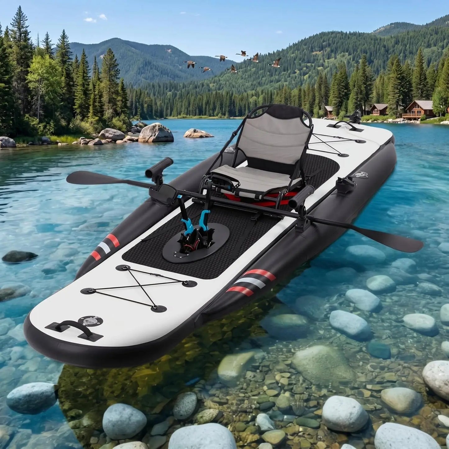 Inflatable Pedal Kayak 12ft With Rudder Fishing Setup EliteX