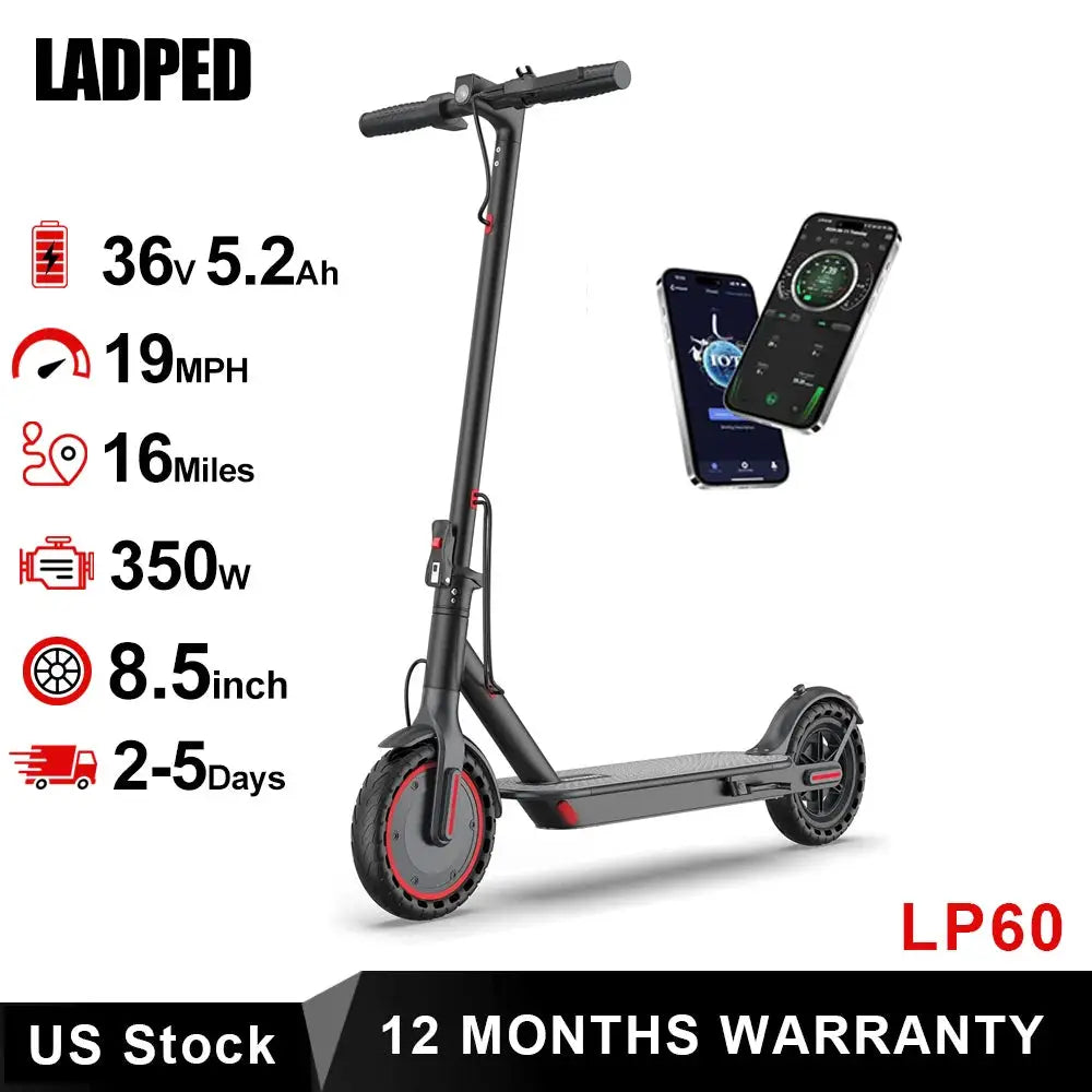 AOVOPRO LADPED LP60 Electric Scooter 350W 19mph Max Speed 8.5inch tire Folding Electric Scooter 16miles Max Range for Adult by Beastly Survival Outlet