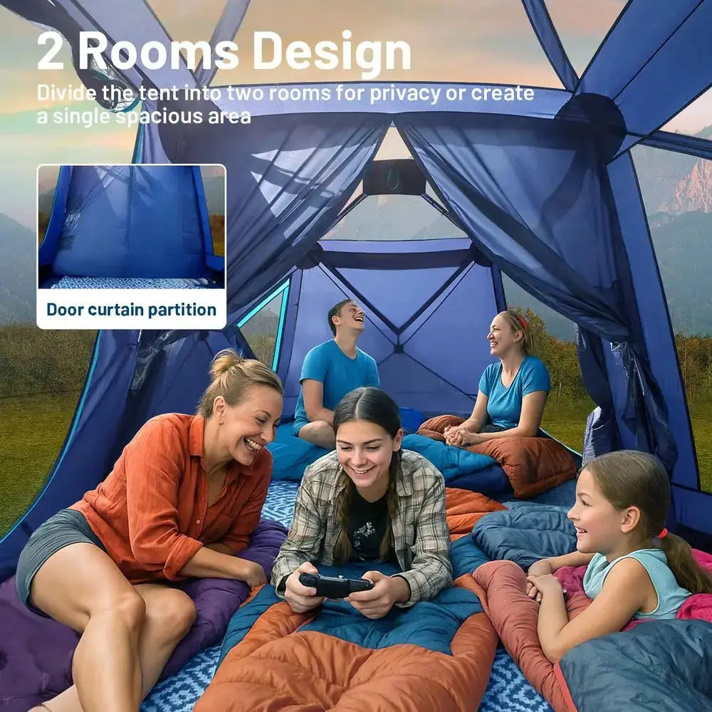 4 6 8 Person Instant Pop Up Cabin Tent, Easy 60 Second Setup, Weather Resistant Camping Family Hub Tent with Rain Fly and Carry by Beastly Survival Outlet