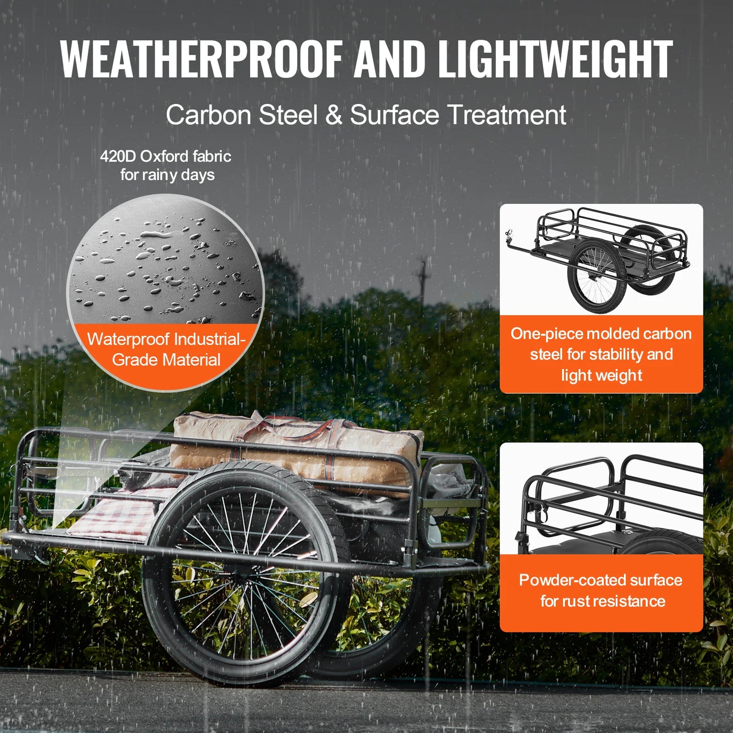 SucceBuy 275 lbs Bike Cargo Trailer Bicycle Wagon Cart Foldable Compact Storage with Universal Hitch 20" Wheels fits Most Bike by Beastly Survival Outlet