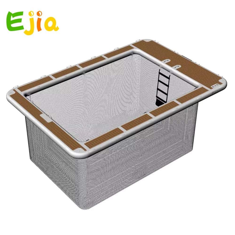 Inflatable Floating Pool Dock For Yacht 13x10ft With Net