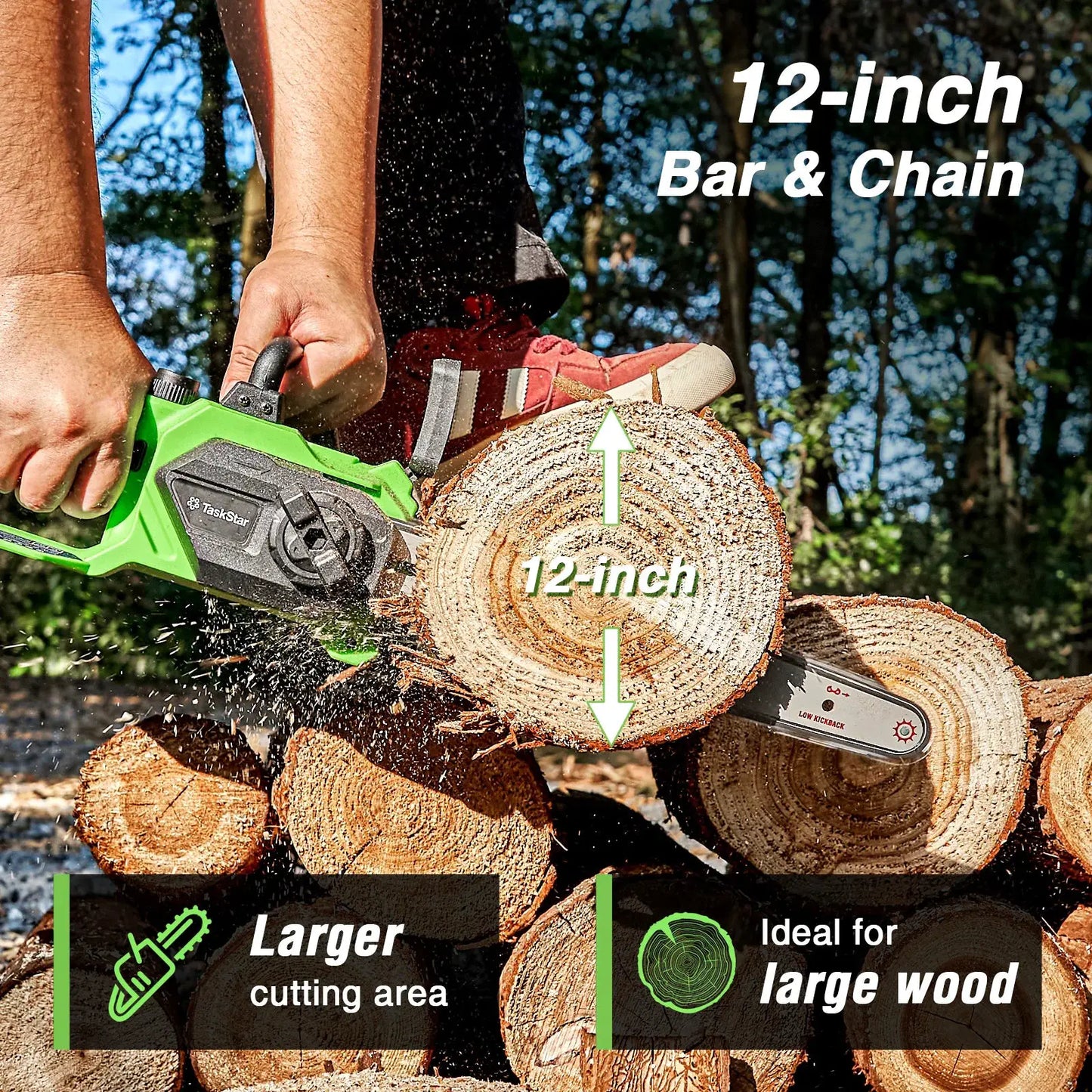 TaskStar 12 Inch Brushless Chainsaw Cordless 2 Batteries Pro by Beastly Survival Outlet