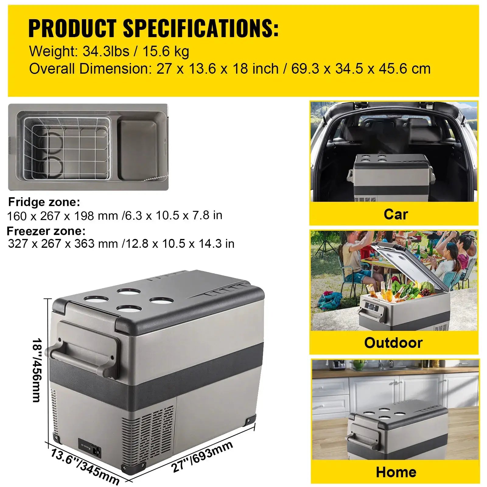 VEVOR Portable Car Refrigerator Freezer 20L-55L For Camping by Beastly Survival Outlet