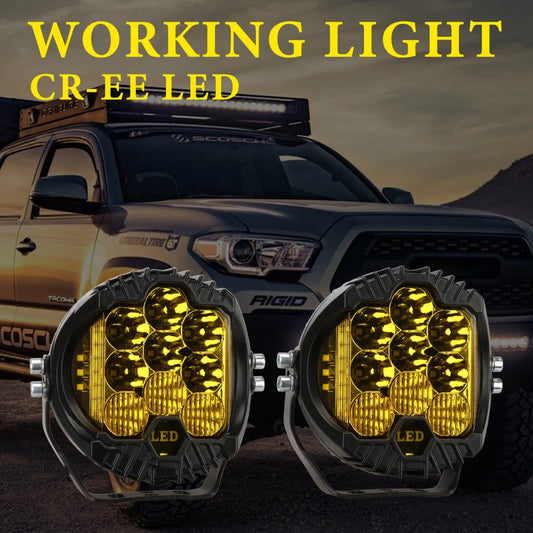 5 Inch 90W Car LED Spotlight Auxiliary Driving Lamp Yellow Pair