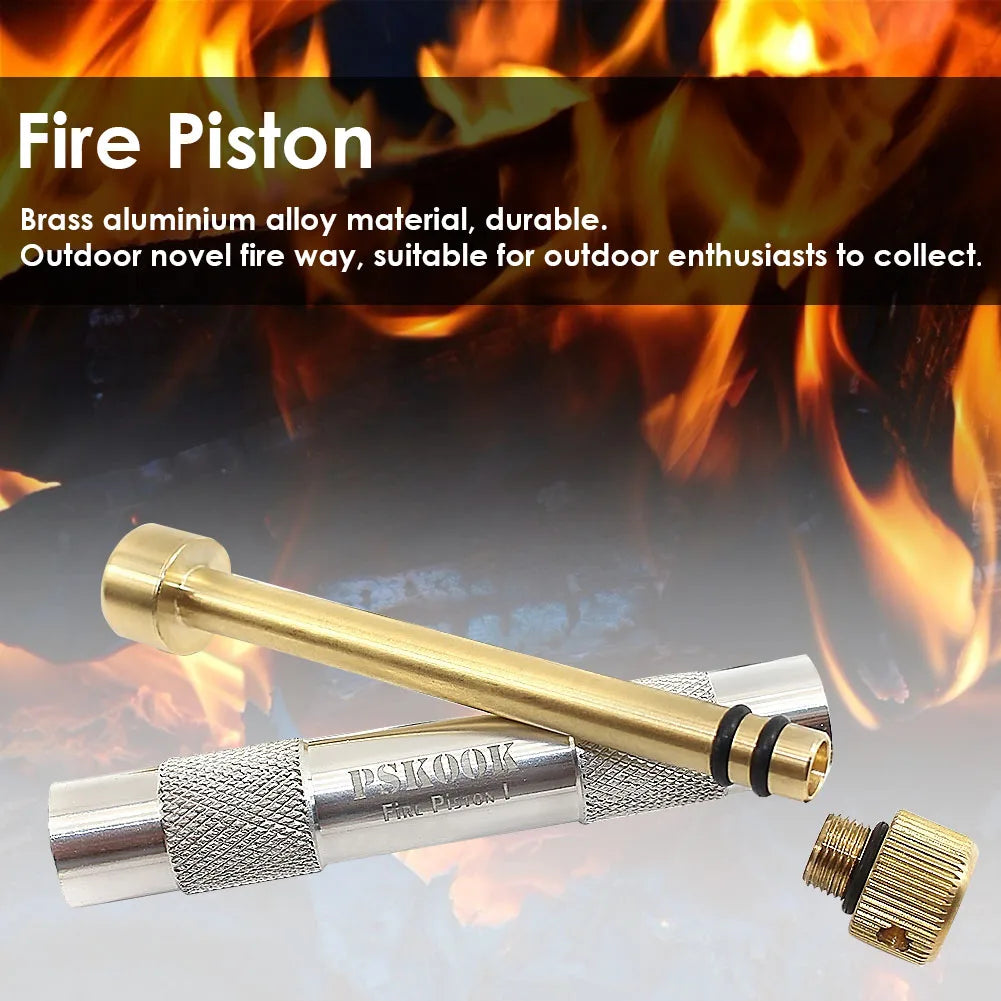 Brass Portable Ignited Piston Fire Tube Survival Tool for Outdoors