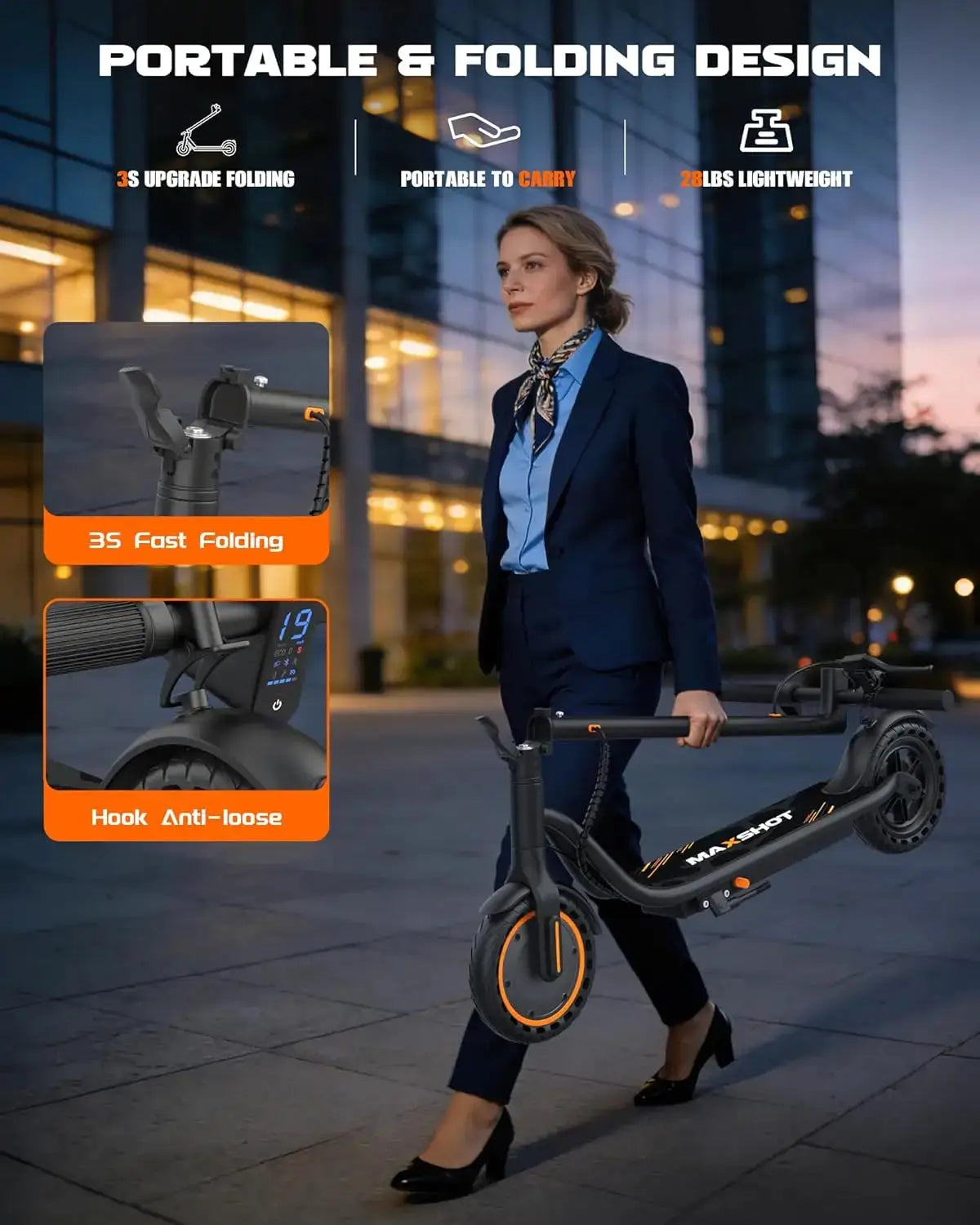 2026 New 8.5‘’ Electric Scooter Solid Tire 350W 19mph APP Smart Control 4 Speed Modes Foldable E-Scooter 16miles Max Range for Campus Commuting by Beastly Survival Outlet