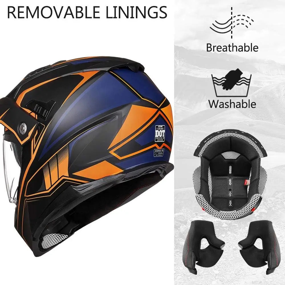 Dual Sport Motorcycle Helmet Full Face Visor DOT 606V
